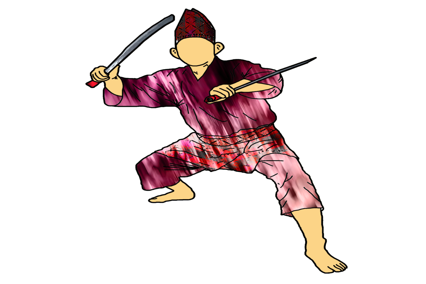 icon martial art Malay show skill movement with two machetes weapon png