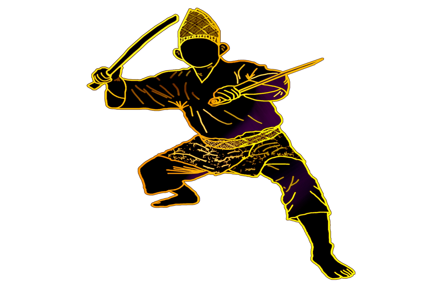 icon martial art Malay show skill movement with two machetes weapon png