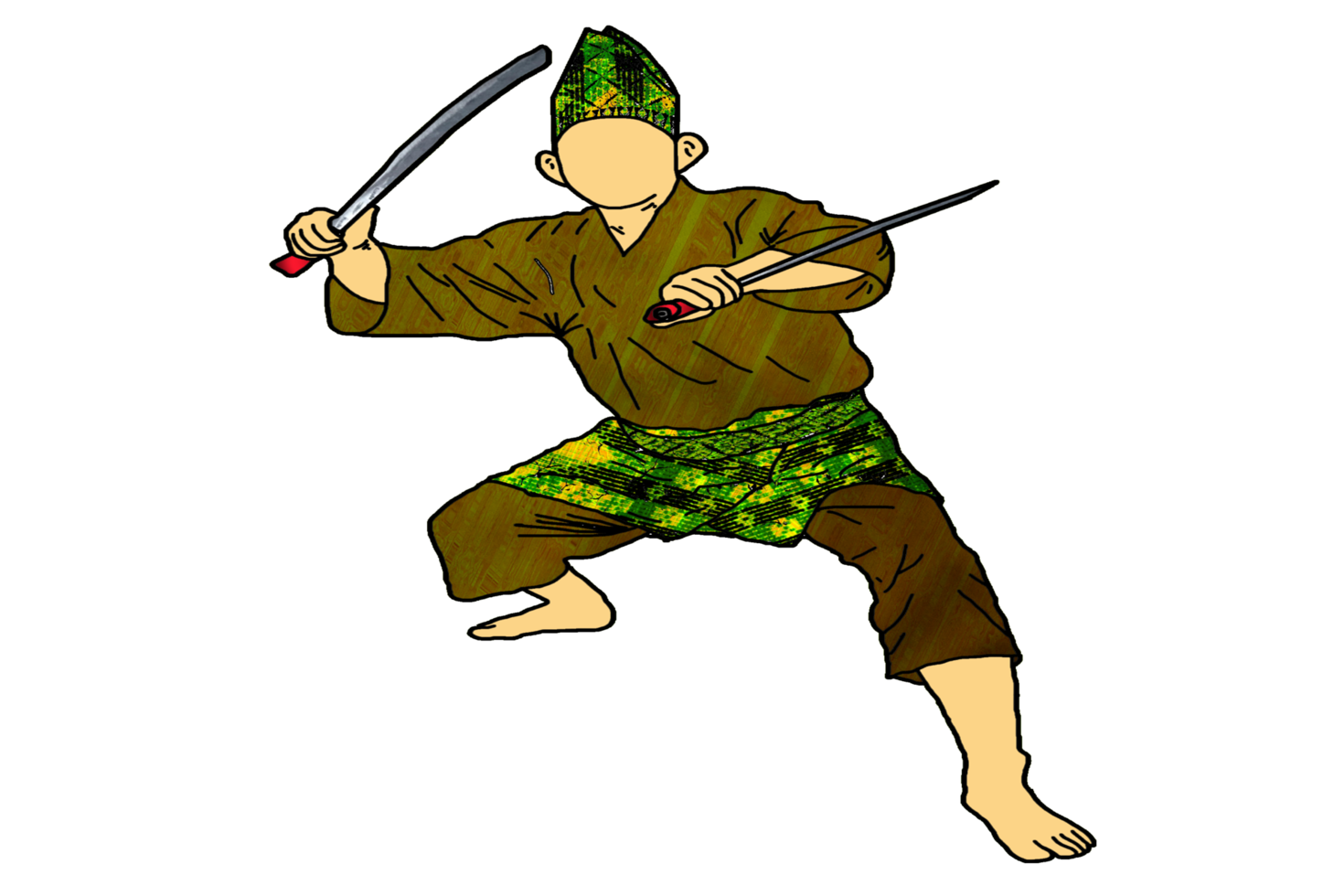 icon martial art Malay show skill movement with two machetes weapon png