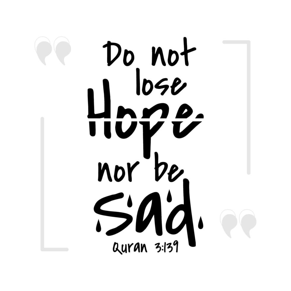 Do not lose hope nor be sad Muslim Quote and Saying background vector