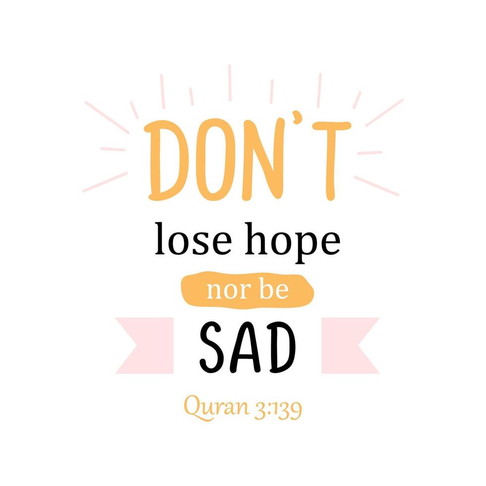 Don't lose hope nor be sad Muslim Quote and Saying background vector