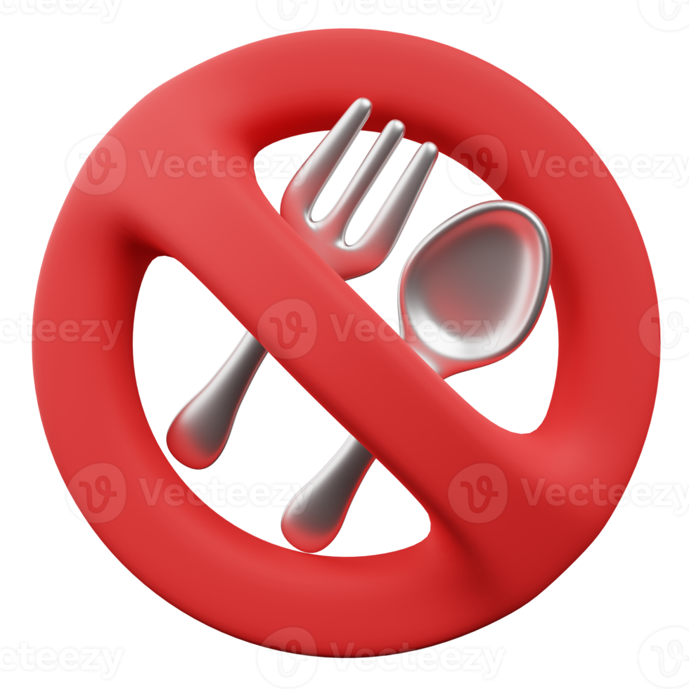 3d Illustration of Ramadan Fasting No Food Sign png