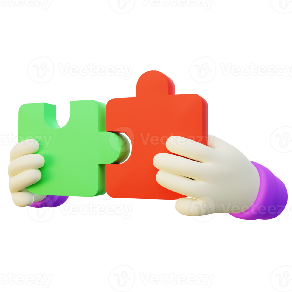 3d Illustration of Hand Gesture Solving Jigsaw Puzzle png