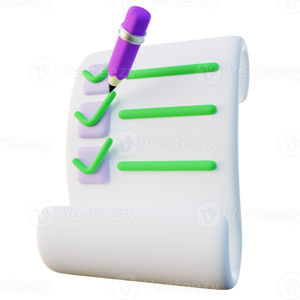 3d ilustración de a hacer lista png