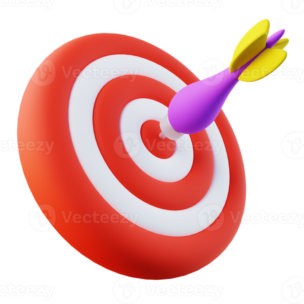 3d Illustration of Dart Bullseye Target png