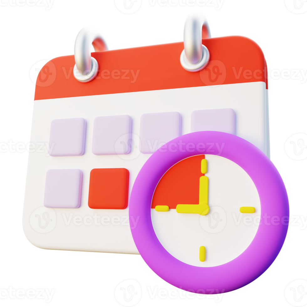 3d Illustration of Deadline Calendar and Clock png