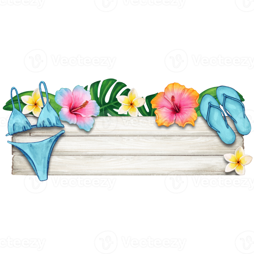 Watercolor summer banner png