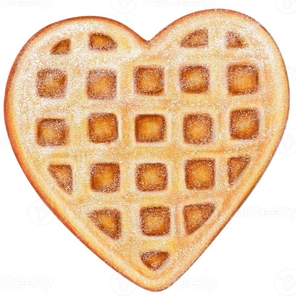 watercolor hand drawn heart shaped waffle png