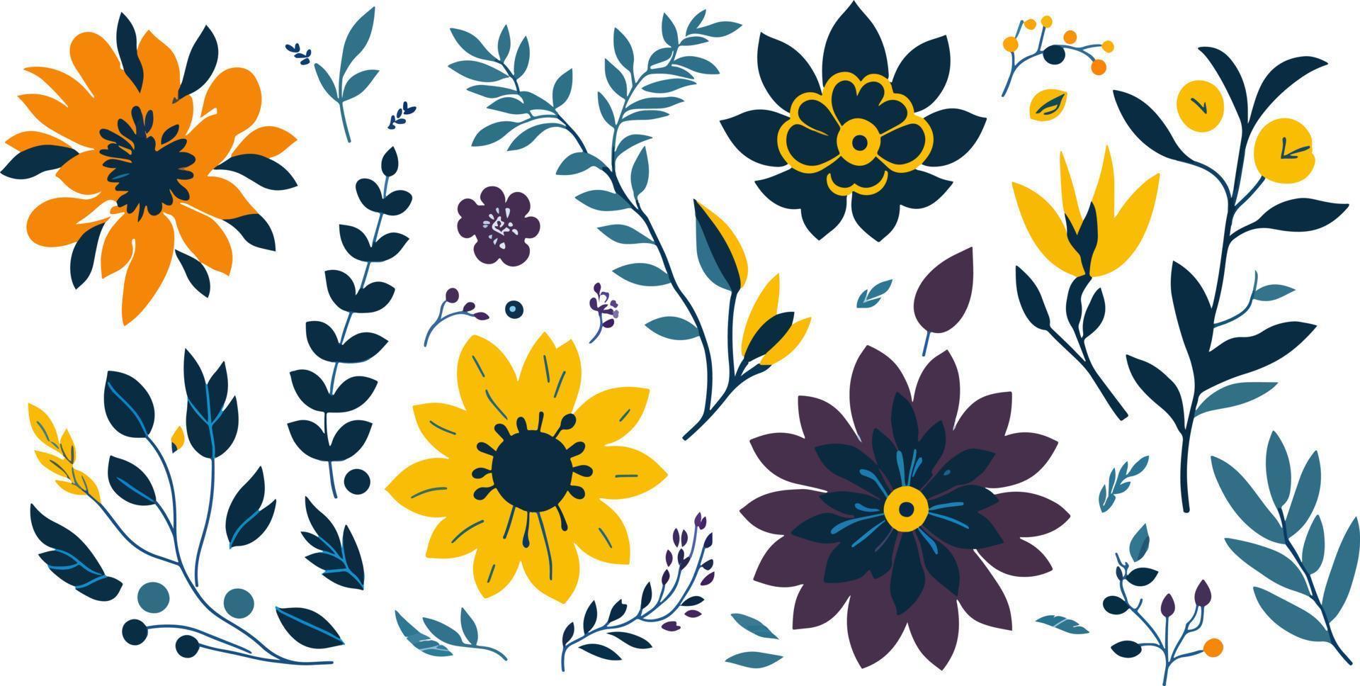 Transform Any Space with a Beautiful Set of Spring and Summer Floral Elements vector