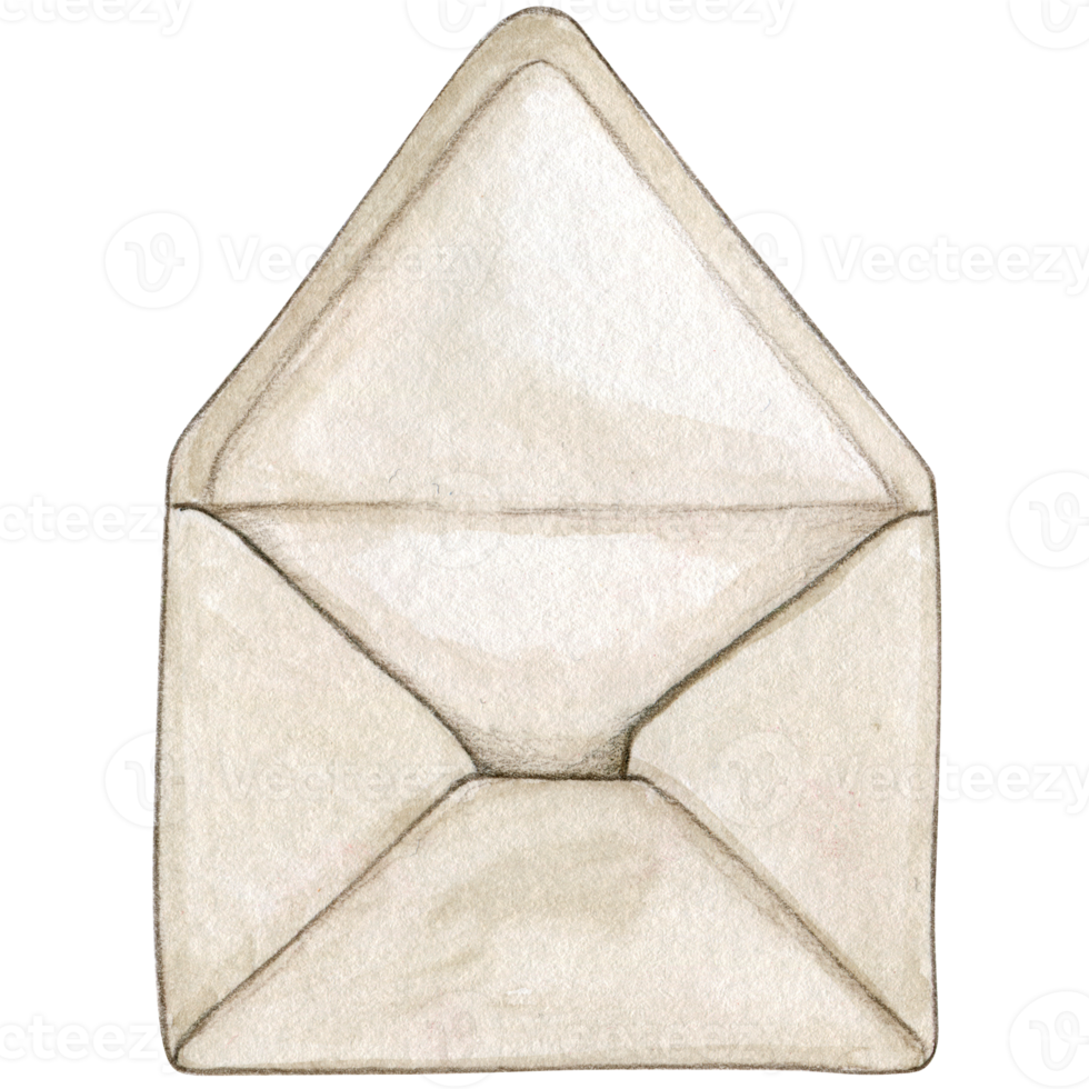 Watercolor hand drawn letter envelope png