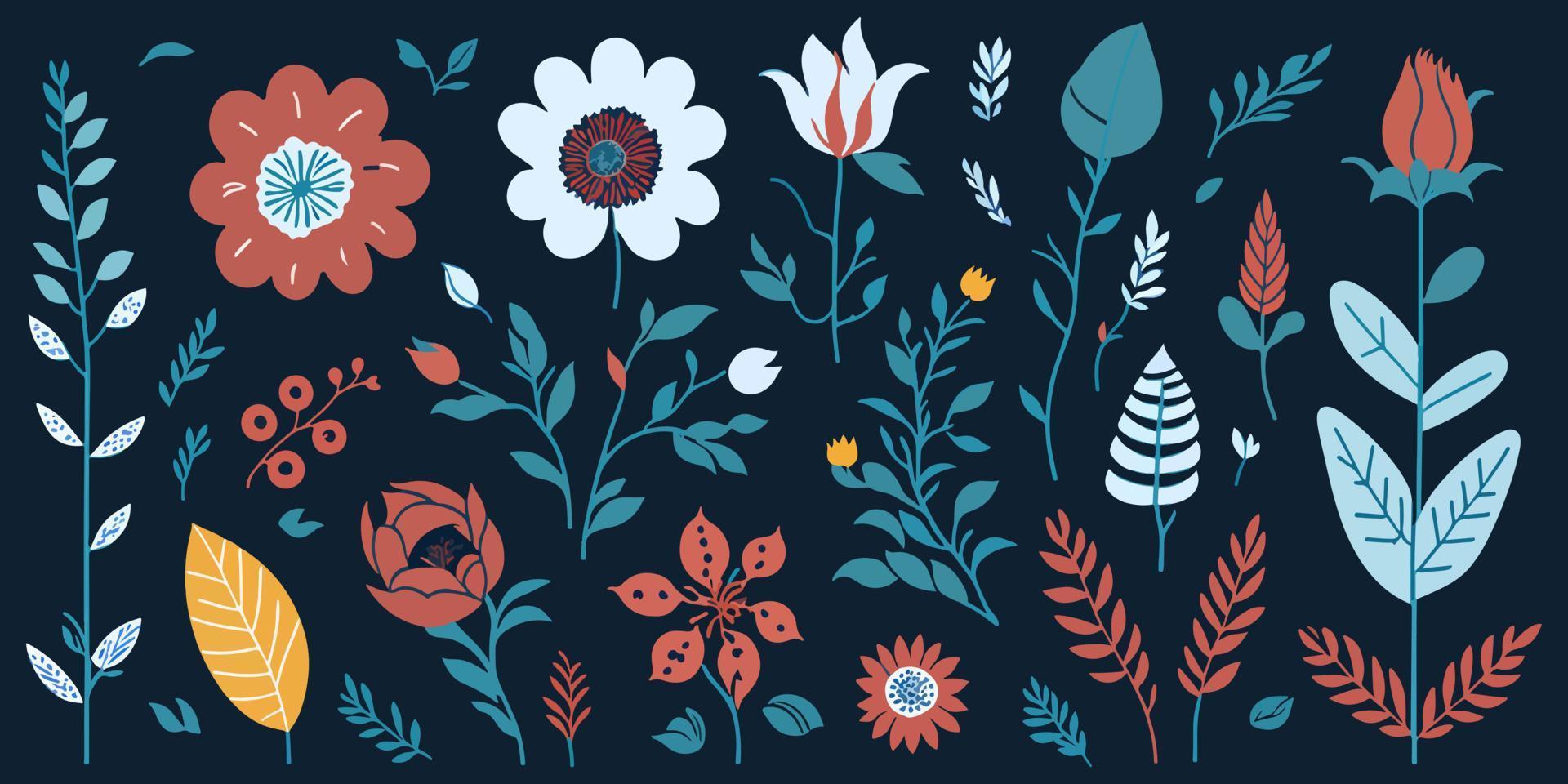 Bring Life to Your Designs with a Simple and Elegant Set of Floral Elements vector