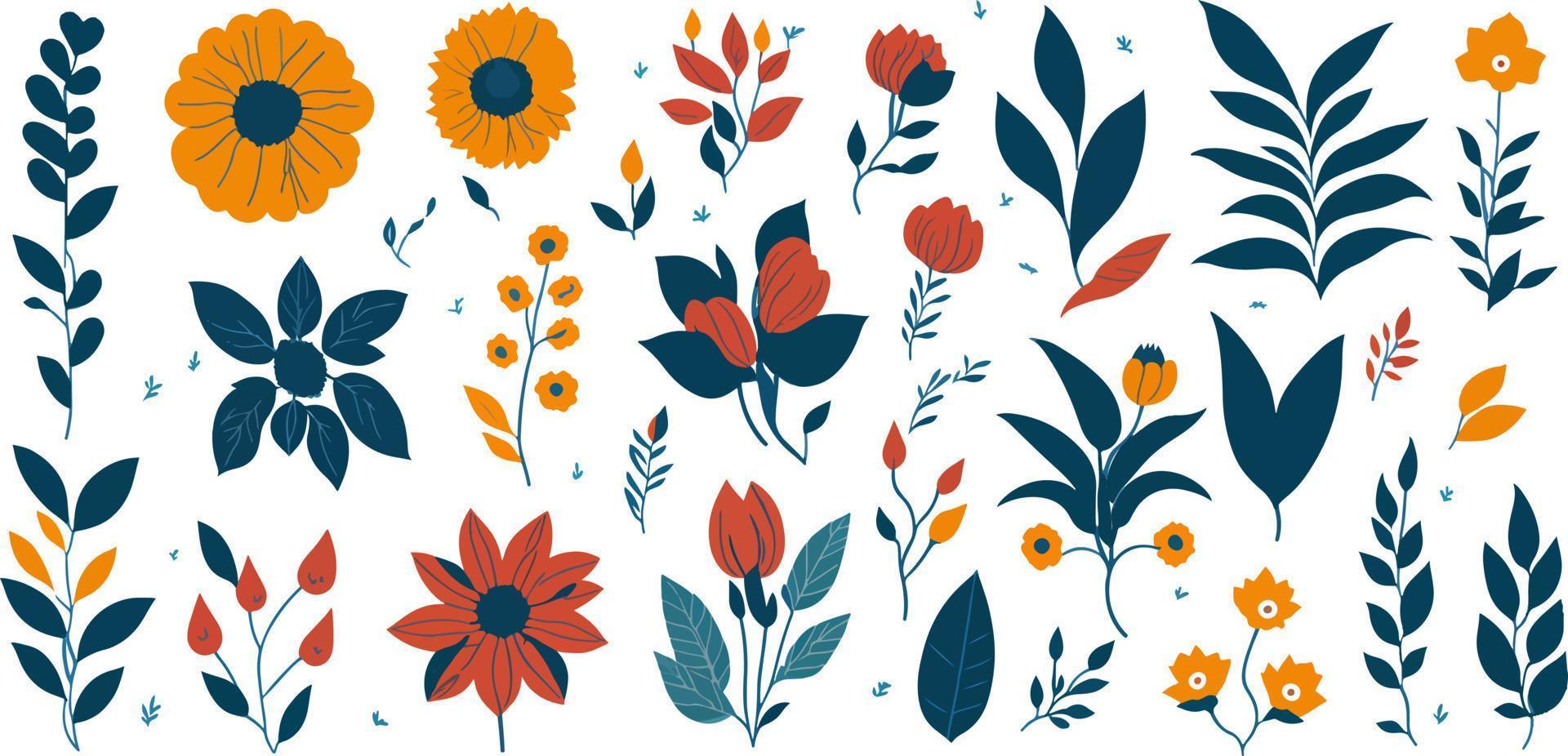 Get Creative with a Simple and Colorful Collection of Floral Elements for Any Design vector