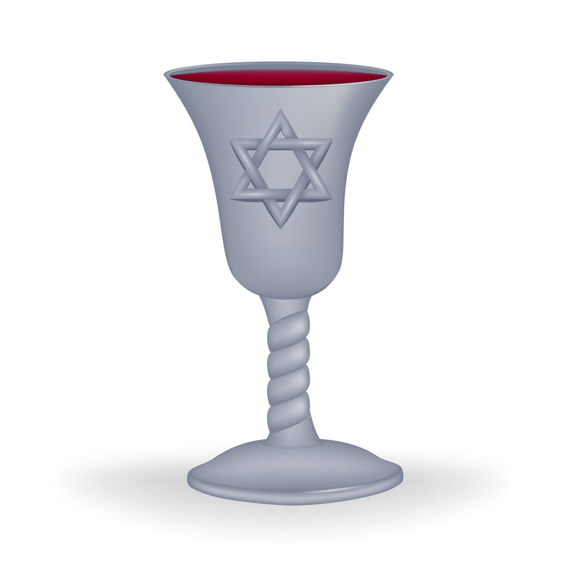 Silver wine cup, known as the Kiddush cup, which is used during the