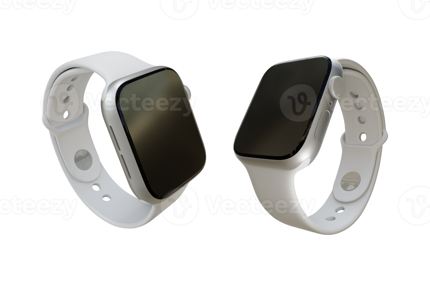 3d rendering white smart watch perspective view png