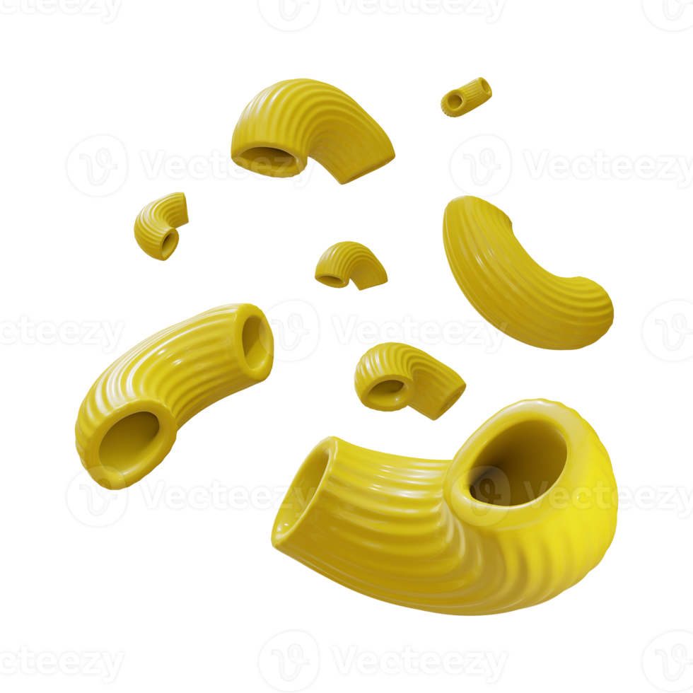 3d renderen van macaroni voedsel perspectief visie png