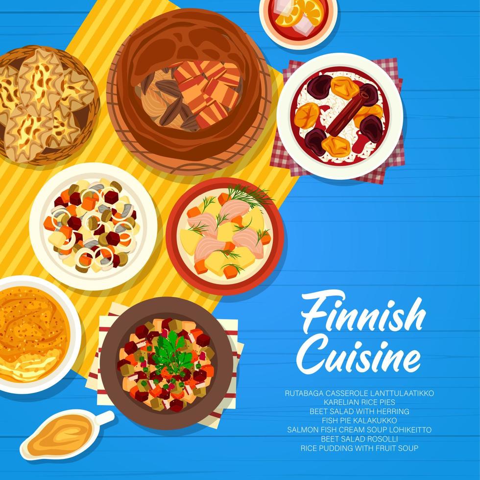 finlandés cocina comida menú página cubrir diseño vector