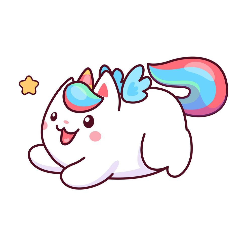 Cute caticorn character, funny unicorn cat animal vector
