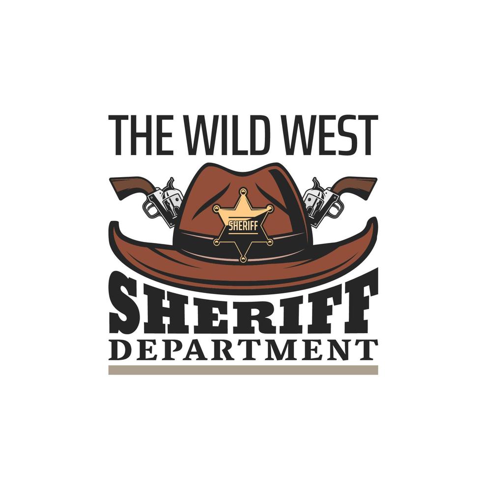 Sheriff department western, Wild West cowboy hat vector