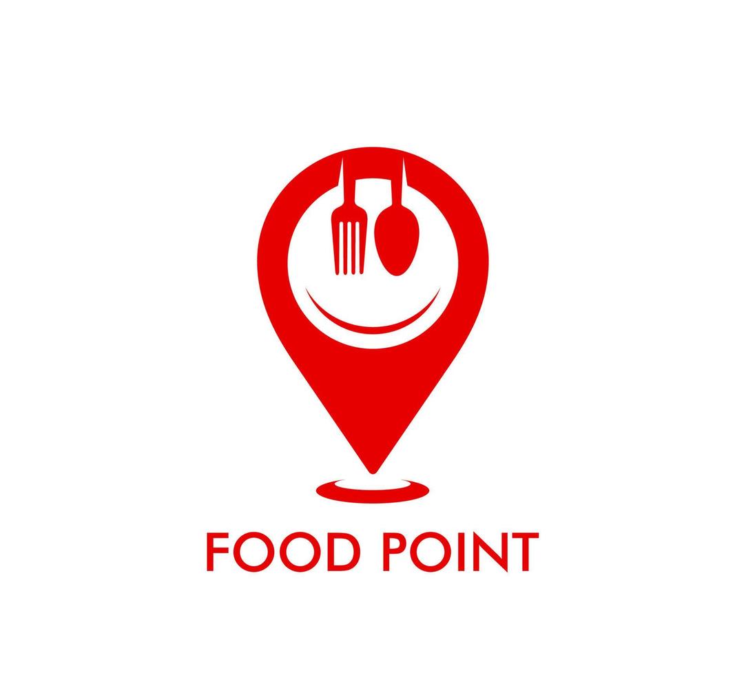 Restaurant icon, map pointer or location pin smile vector