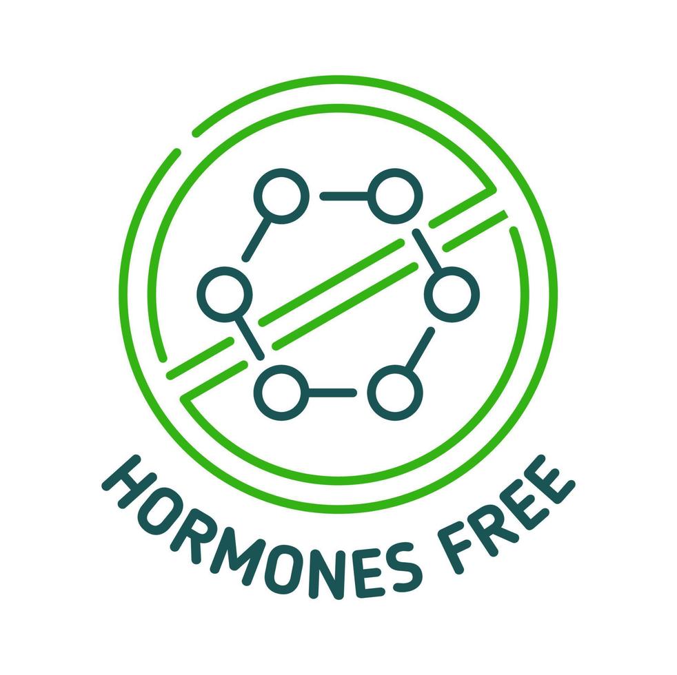 Hormones free icon, molecule and prohibition sign vector