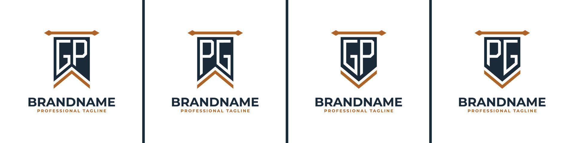 Letter GP and PG Pennant Flag Logo Set, Represent Victory. Suitable for any business with GP or PG initials. vector