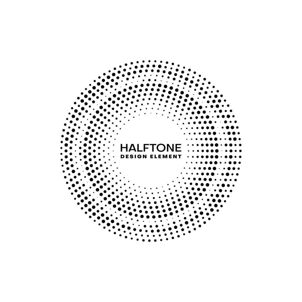 Halftone circle frame border with dots pattern vector