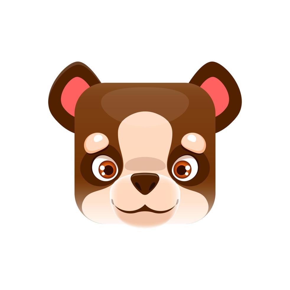 Bear cartoon kawaii square animal face, teddy-bear vector