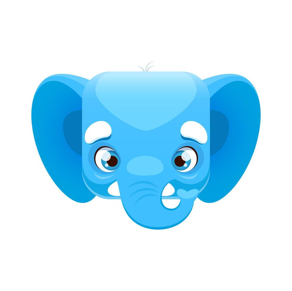 dibujos animados elefante kawaii cuadrado animal cara o cabeza vector