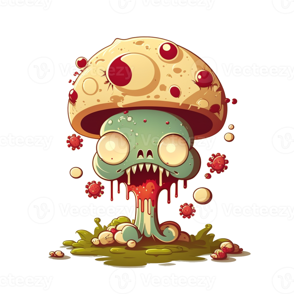 mignonne zombi champignon dessin animé personnage png