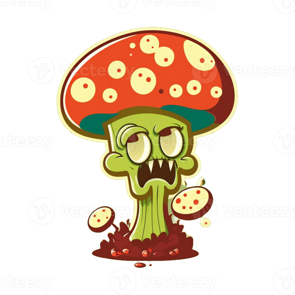 Cute zombie mushroom character png