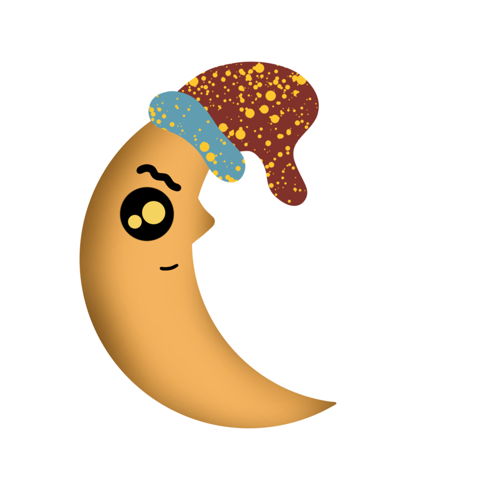 Half Moon Character Cartoon Cute png