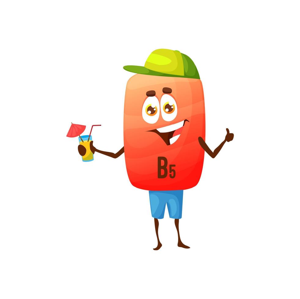 Cartoon vitamin B5 character with ice cream smiles vector