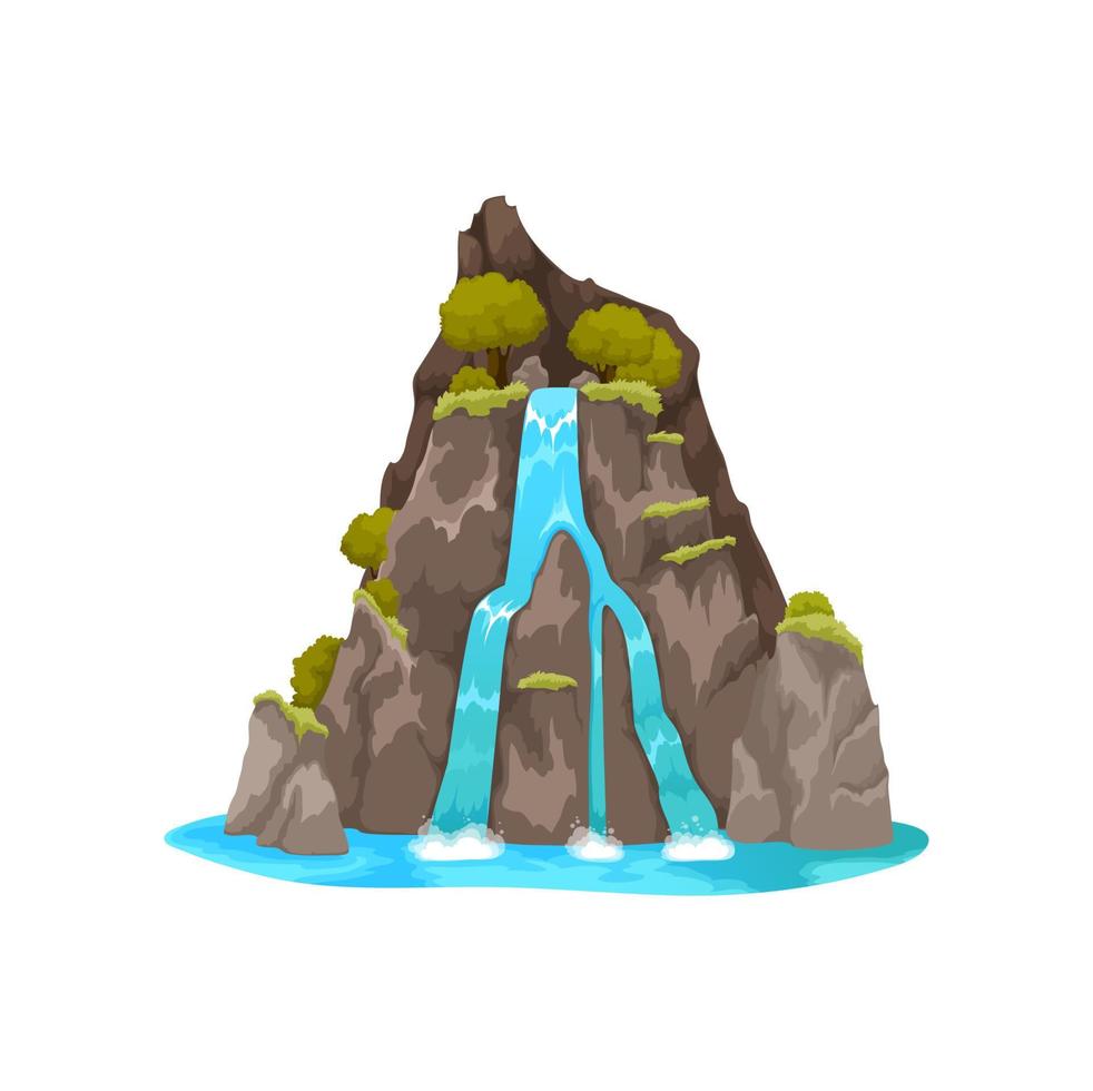 Cartoon waterfall, water cascade, nature landscape vector