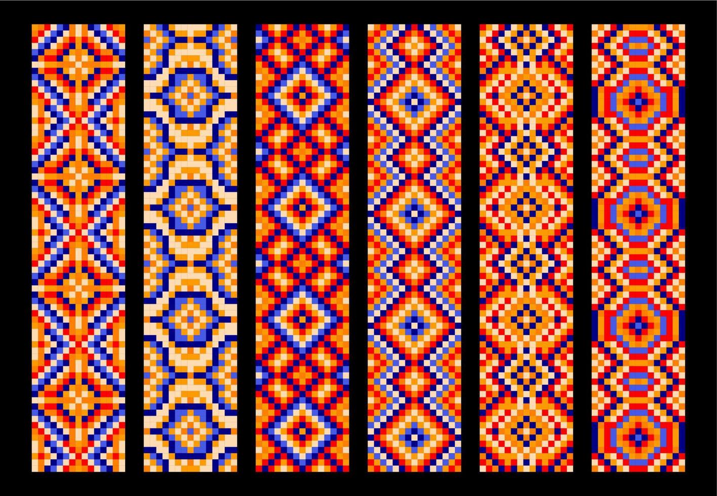 Ethnic Mexican pixel patterns or mosaic ornament vector