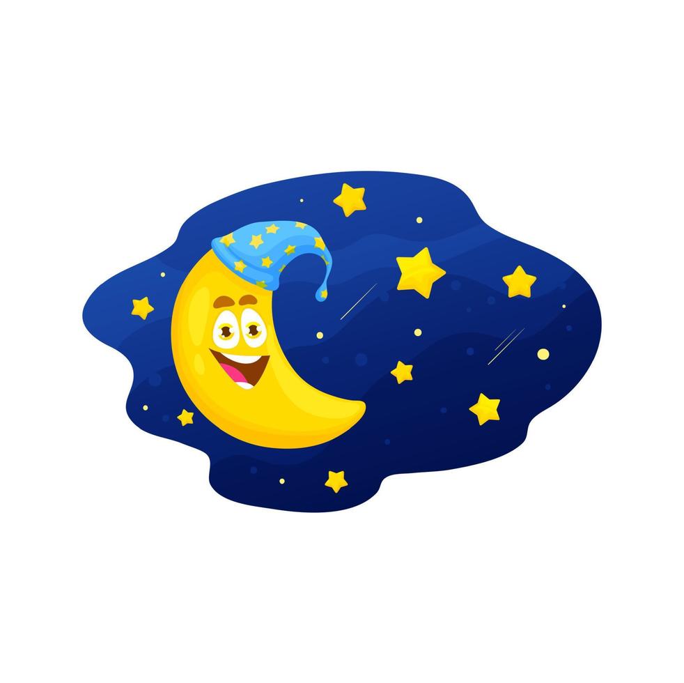 Cartoon funny moon and stars funny characters vector