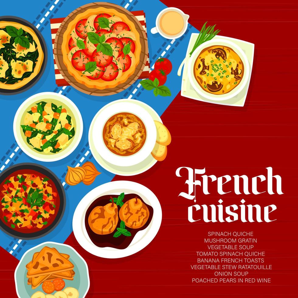French cuisine menu cover page design template vector