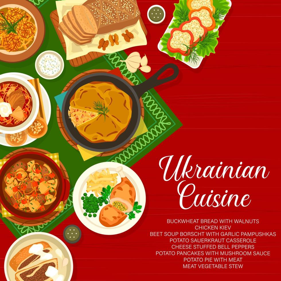 Ukrainian cuisine restaurant menu cover page vector
