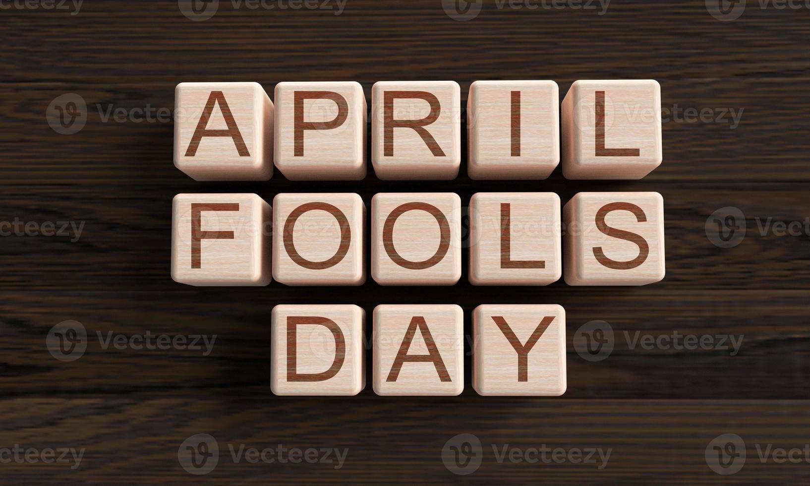 april fools day font text calligraphy block wooden cube oak symbol decoration april joke party festival celebration april fools day comedy carnival 1 st first date fake day harlequin smile.3d render photo