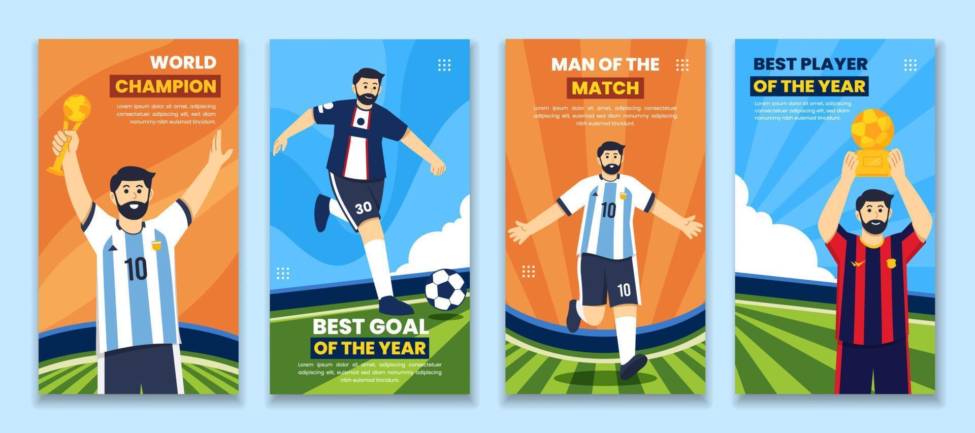 Lionel Messi in Cartoon Style Social Media Story Template vector