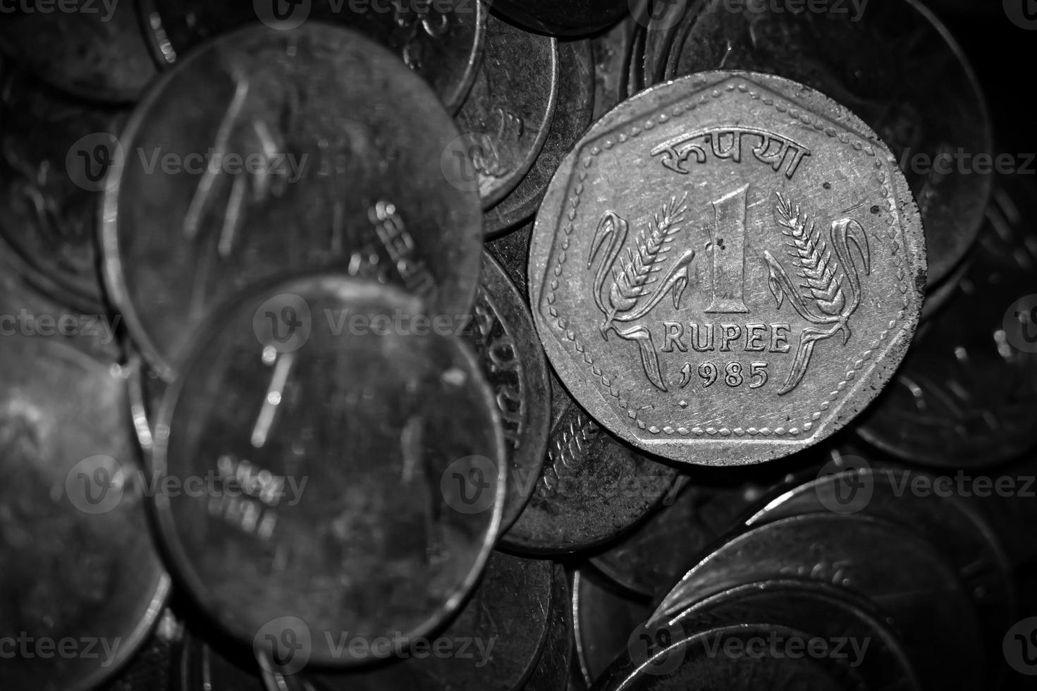 one Rupee Indian coins concept image photo