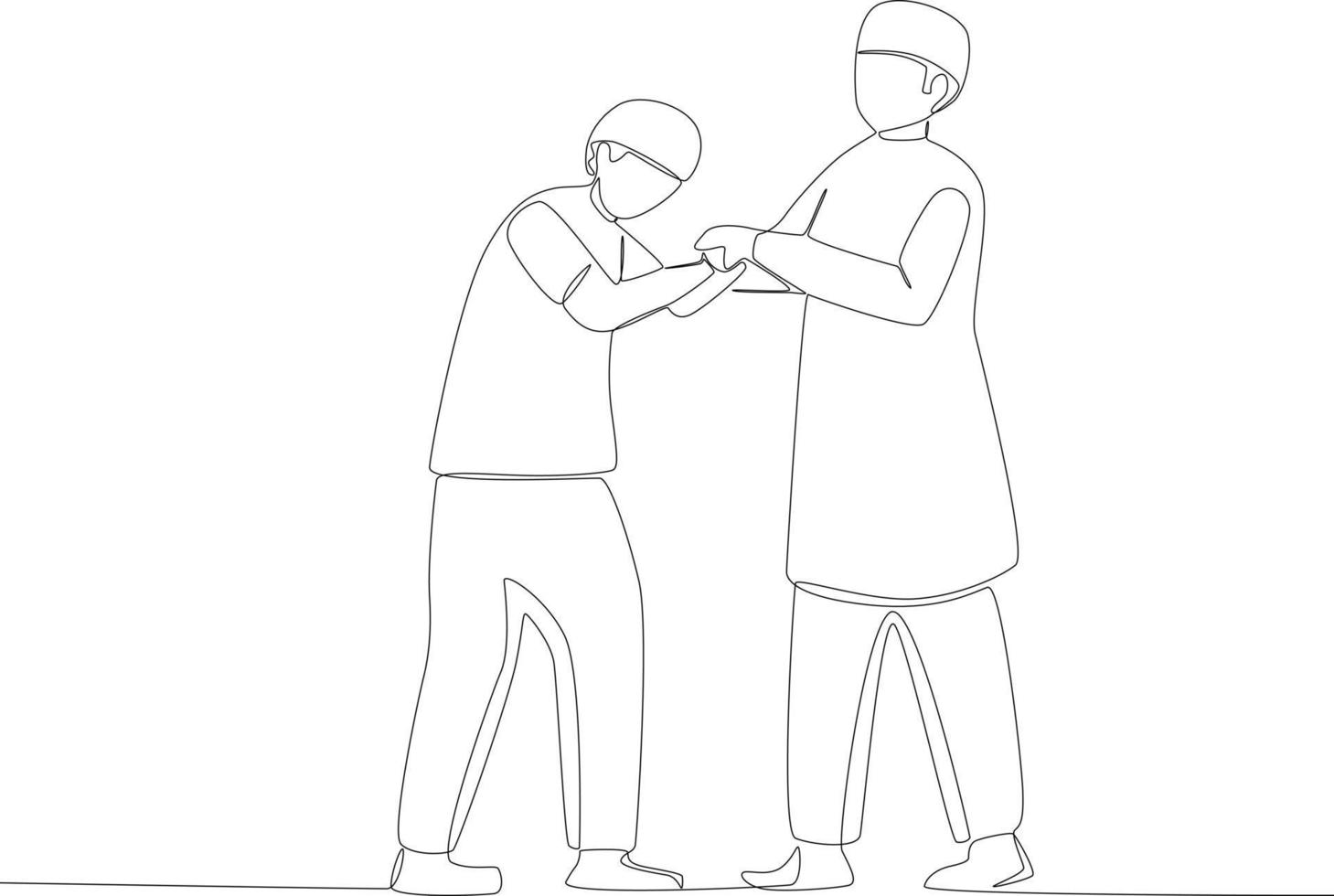 Two brothers shaking hands vector