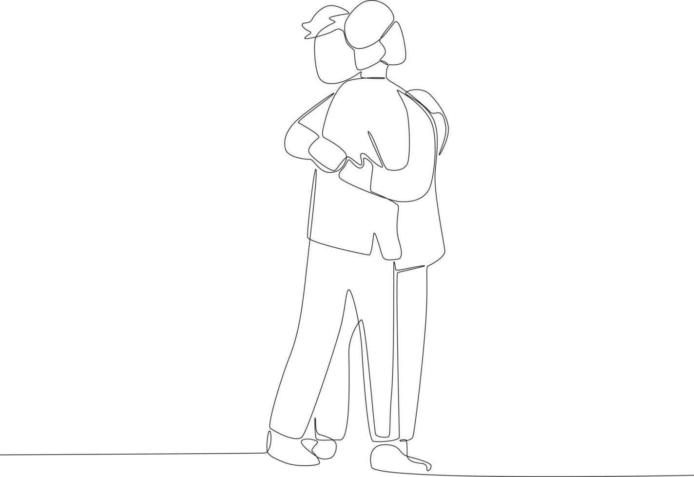 Two friendly men hugging each other vector