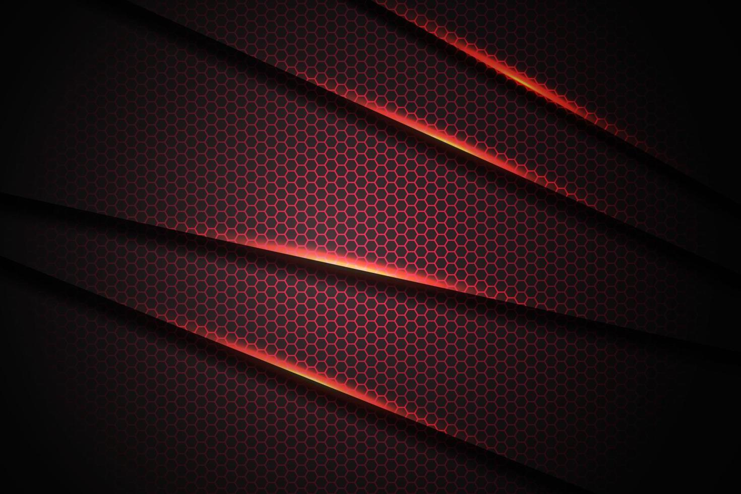 Abstract red light slash triangle on black with hexagon mesh design modern luxury futuristic technology background vector illustration.