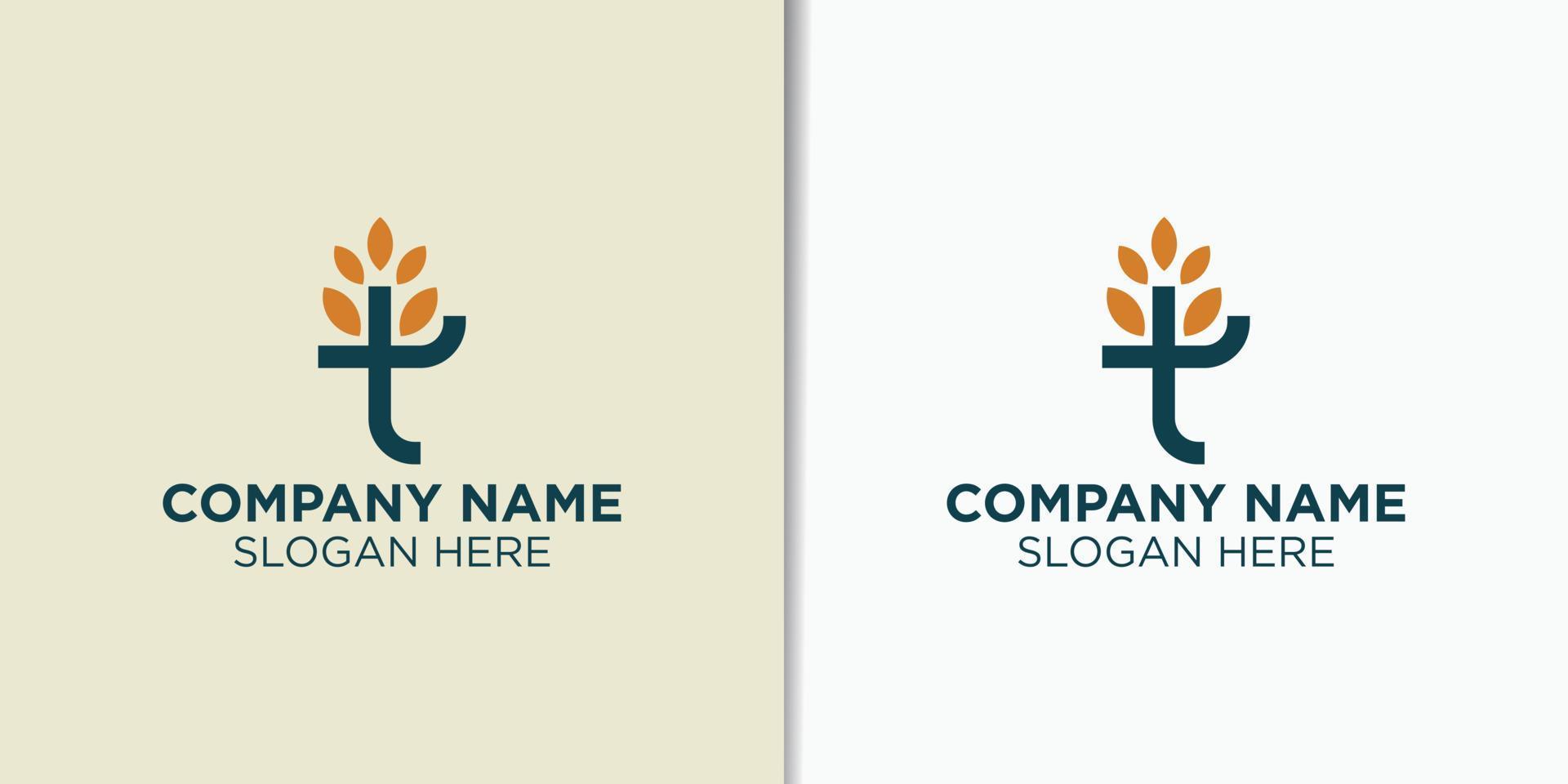 letter t and tree logo design vector, nature logo template vector