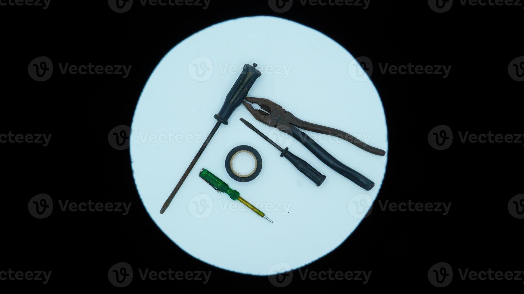 Electrician tool kit on white background isolated image hd photo