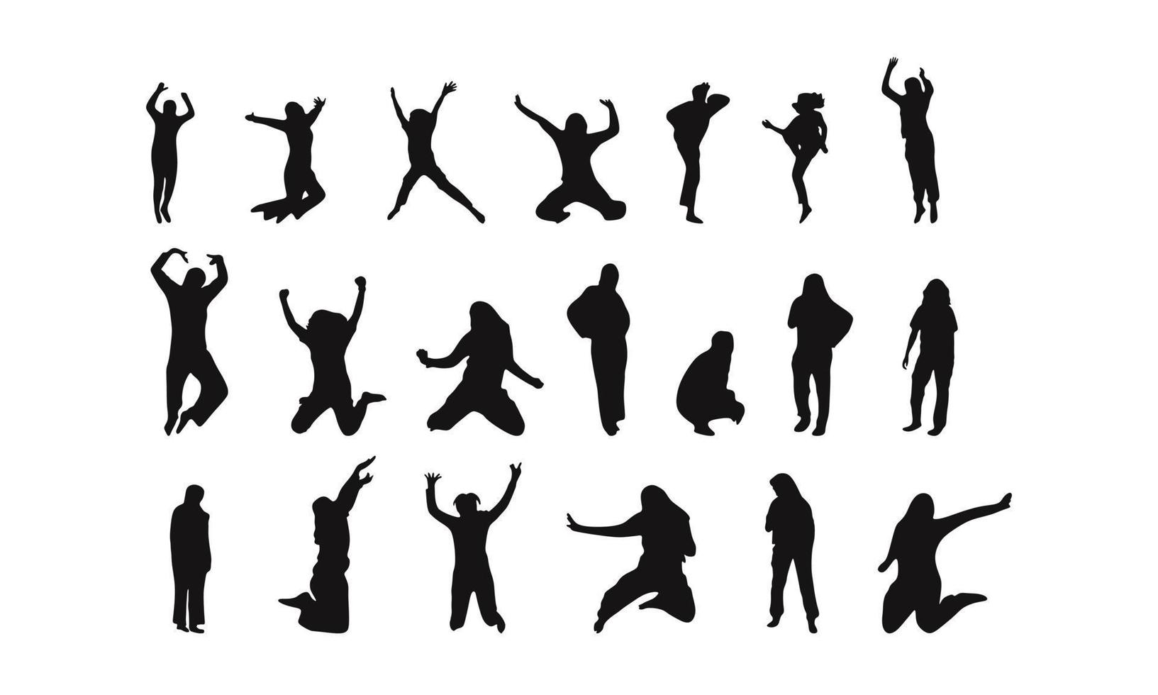 Silhouette women jump when holiday time vector