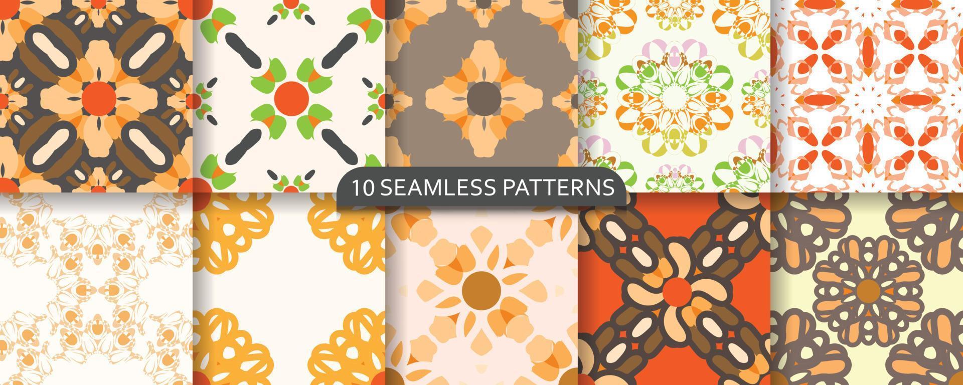 Modern abstract seamless pattern set. Vector illustration.