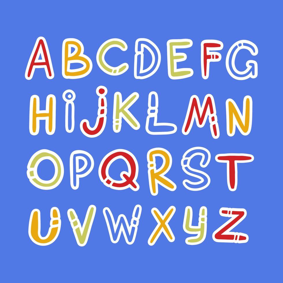 ALPHABET Colorful Collection Handwriting Contour Letters vector