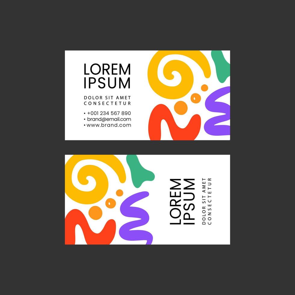 ABSTRACT BUSINESS CARD TEMPLATE Minimal Childish Shapes Set vector