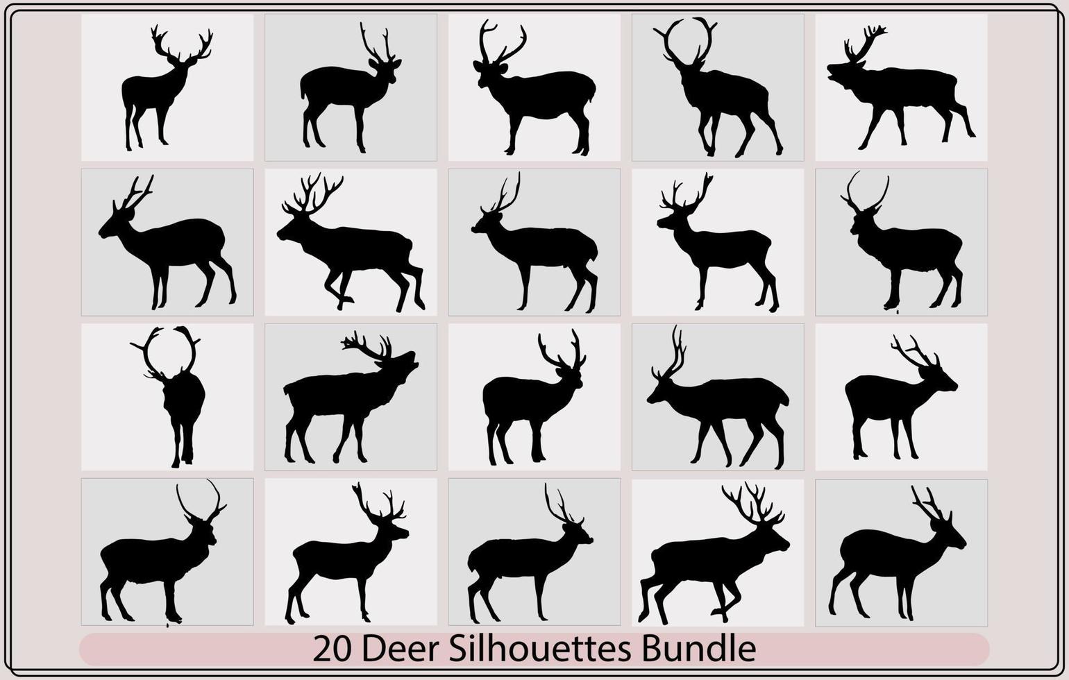 Deer vector silhouette icons.silhouettes of deers,silhouette of head of reindeer,Deer silhouette vector illustration